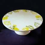 Yellow-green Cake Stand Bia Cordon Bleu Porcelain Round Floral Print 12" Wide. Fixed Price $19.99.