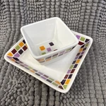 Pampered Chef - Simple Additions Tiles Square Dish Plate & Small Bowl. Fixed Price $21.67.