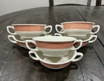 Vintage Homer Laughlin Best China Double Handle Soup Bowl Ivory Pink Set Of 6. Fixed Price $53.99.