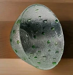 Marietta Bowl Southern Living At Home Dimpled Glass Green Dots, 8" X 4". Fixed Price $36.63.