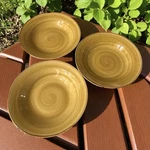 Thomson Set Of 3 Yellowstone Coupe Soup Bowls 9 Stoneware Gold Brown Swirl. Fixed Price $22.00.