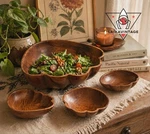 Wooden Five-piece Salad Set, Mid Century Modern Serving Organic. Fixed Price $45.00.