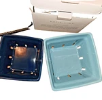 Katie Kime Set Of 2 Ceramic Berry Colanders Small Large Blue Teal Kitchen Bowls. Fixed Price $39.99.
