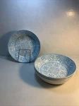 Lot Of 4 Bed Bath & Beyond Porto 8 Melamine Pasta Bowls Blue White. Fixed Price $19.99.