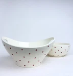 Matceramica Large Serving Bowls Set Of 12" And 9" Red Dot Pattern. Fixed Price $42.99.