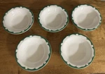 5 Vtg Buffalo China Restaurant Ware Green & White Waves Small Berry Bowls 4 1/2. Fixed Price $17.99.