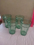 Vintage Cambro Laguna Spanish Green San Plastic Tumbler Set Of 4/5 Inch Tall. Fixed Price $39.99.
