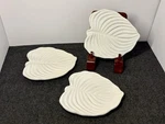 Three Michael Aram Hosta Canape White Plates. Fixed Price $38.00.