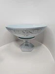 Matceramica Venice Lt. Blue Pedestal Fruit Bowl Compote W11.5" H7.75"-11.5" Rim. Fixed Price $89.99.