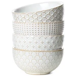 Le Tauci 26 Oz Ceramic Cereal/soup Bowl Set, Embossed Stoneware - Arctic White. Fixed Price $59.98.