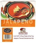 Clay Art Jalapeno 2-PIECE Ceramic Platter & Dip Tray Entertainment Set 1230, Vgc. Fixed Price $29.95.