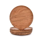 Acacia Wood Round Plates Set Of 4 Easy Cleaning & Lightweight For Dishes. Fixed Price $22.47.