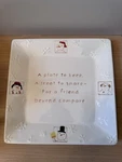 Nwt Snowman Serving Platter 12" Square Winter Dishwasher Microwave Safe. Fixed Price $39.99.