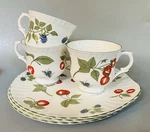 Crown Staffordshire Hampton Snack Plates Tea Sets Botanical Design Of 3. Fixed Price $28.00.
