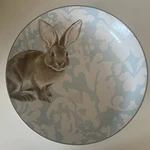 Williams Sonoma Damask Blue Bunny Serving Bowl 13" Diam 3-QT New Wob. Fixed Price $44.99.