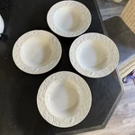 Mikasa English Countryside Rim Soup Bowls White Dp 900 Set Of 4. Fixed Price $18.75.