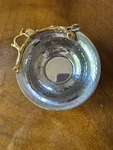 Leeber Hammered Stainless Steel & Brass Nut Olive Round Bowl, Golden Vine 5" Dia. Fixed Price $30.00.