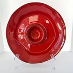 Crate & Barrel CBL202 Deep Red W/ Brown Trim Chip Dip Salsa Serving Bowl Italy. Fixed Price $32.00.
