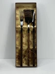 Vintage Cowboy Western Chuck Wagon Mcm Teak Bbq Tools Utensil Set Original Box. Fixed Price $45.12.