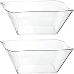 Disposable Elegant Wave Design Square Plastic Clear Serving Bowls Large Size, He. Fixed Price $30.97.