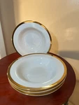 Set Of 4 Pier Imports "gold Band" 16OZ Rimmed Soup/pasta 8.75" Bowls. Fixed Price $32.00.