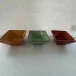 Crate & Barrel Ceramic Square Condiment Bowls X4.5" Multicolored Set Of 3. Fixed Price $9.99.