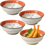 Set Of 4 Japanese Porcelain Bowls, Large 7.5 Inch Ramen Udon Noodle Rice Soup Ph. Fixed Price $79.32.