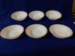 6 Vtg. Anchor Hocking Fire Glass Bowls - "golden Shell" Pattern Swirl. Fixed Price $18.99.