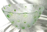 Southern Living At Home Marietta Bowl Clear Dimpled Glass Green Dots 7.5" X 4". Fixed Price $26.95.