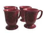 The Pioneer Women Cowgirl Lace Red Pedestal Mugs Set 4 Farmhouse Coffee Cups. Fixed Price $45.00.