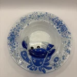 Mud Pie Blue Crab Clear And Fuse Glass Coastal Nautical Decor Bowl. Fixed Price $22.99.
