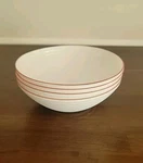 Gibson Ultra Bowl 7" White Tempered Opal Glass Rim Ridged Set Of 4. Fixed Price $30.00.