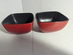 Set Of 2 Home Trends "rav Red" Square Cereal Bowl - 5 3/4 Inch. Fixed Price $9.99.