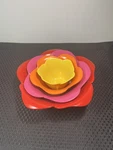 Zak Design 4 Piece Stacked Melamine Lotus Flower Bowls Yellow Pink Orange Red. Fixed Price $39.00.