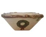St. Nicholas Square Snow Valley 8OZ Dessert Snack 4.5" Bowl Wreath Pine Cone. Fixed Price $12.00.