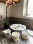 Christopher Stuart Optima Angles Hk 200 Set Of 4 Mugs And Bowls Deco Mcm. Fixed Price $60.00.