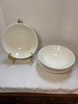 Set Of 5 - Vintage Mikasa Flower Basket White EE900 Coupe Bowl 8 Soup. Fixed Price $35.00.
