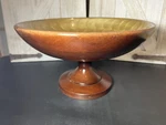 Vintage Julia Knight Toffee Enamel/mango Wood Pedestal Bowl Made India. Fixed Price $45.99.