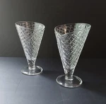 Rocco Bormioli Waffle Cone Ice Cream Cups (2) Clear Glass 6.5" Tall. Fixed Price $22.20.