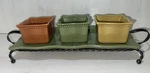 Princess House Pavillion 5-PIECE Serving Set Stand, Tray 3 Condiment Bowls Euc. Fixed Price $75.00.