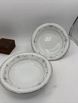 Noritake Fairmont Soup Bowls 7 1/2" 6102 Japan Salad Set Of Platinum Trim S2. Fixed Price $17.19.
