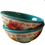 Pioneer Woman Flea Market Floral Teal Dip Bowls Set Of 2 Stoneware Mini. Fixed Price $13.00.