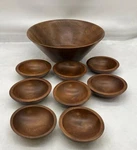 Woodcroftery Wooden Bowls Set 8 W/ Large Serving Vintage Mid Century. Fixed Price $149.99.