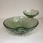 Vintage Mcm Hazelware Lyric 3 Piece Chip 'n Dip Set Green Avocado Glass Bowls. Fixed Price $19.99.