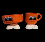 2 Piece Vintage Deka Child Orange Footsie Tootsie Bowl & Cup 1970. Fixed Price $25.00.