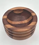 Hand Carved Wood Segmented Artisan Bowl, Mixed Decor. Fixed Price $35.00.