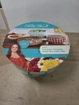 Pioneer Woman Gingham 5-PIECE Stoneware Nesting Bowl Set W/ 2 Wood Lids Htf. Fixed Price $63.99.