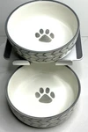 2 Signature Housewares 5"R X 1.5"D Gray Arrow Food Water Pet Dog Bowl New. Fixed Price $31.95.