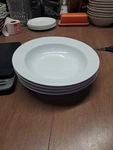 4 Dansk Cafe Blanc Rimmed Soup Bowls 8 1/2" Euc Bin 197. Fixed Price $37.95.