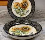 Beautiful French Sunflower Pasta Bowls Certified International. Set Of 2. New.. Fixed Price $42.99.
